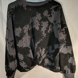 Shambhala Black Grey Tie-Dye Twist Front Pullover Sweater XL Womens Long Sleeves